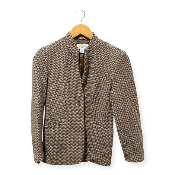 90's Talbots houndstooth single breasted blazer Petite 6 - Picture 1 of 5